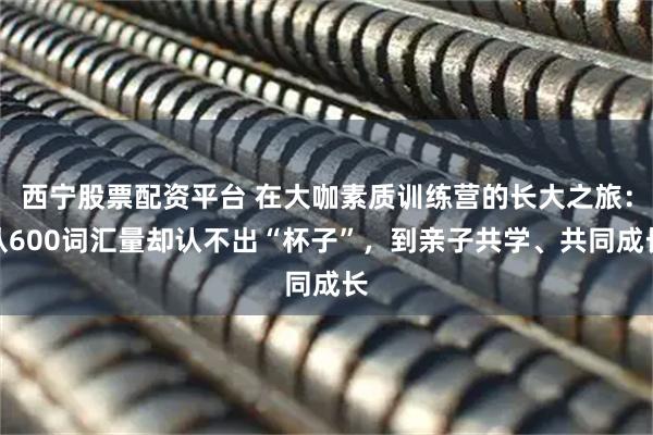 西宁股票配资平台 在大咖素质训练营的长大之旅：从600词汇量却认不出“杯子”，到亲子共学、共同成长